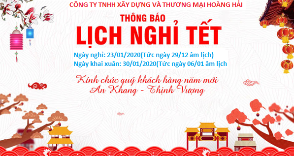 THÔNG BÁO LỊCH NGHỈ TẾT NGUYÊN ĐÁN CANH TÝ 2020